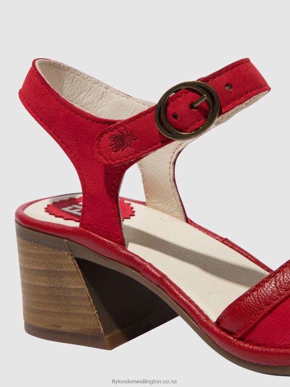 Women Fly London LIPSTICK RED Ankle Strap Sandals LEAR374 0B6X4570