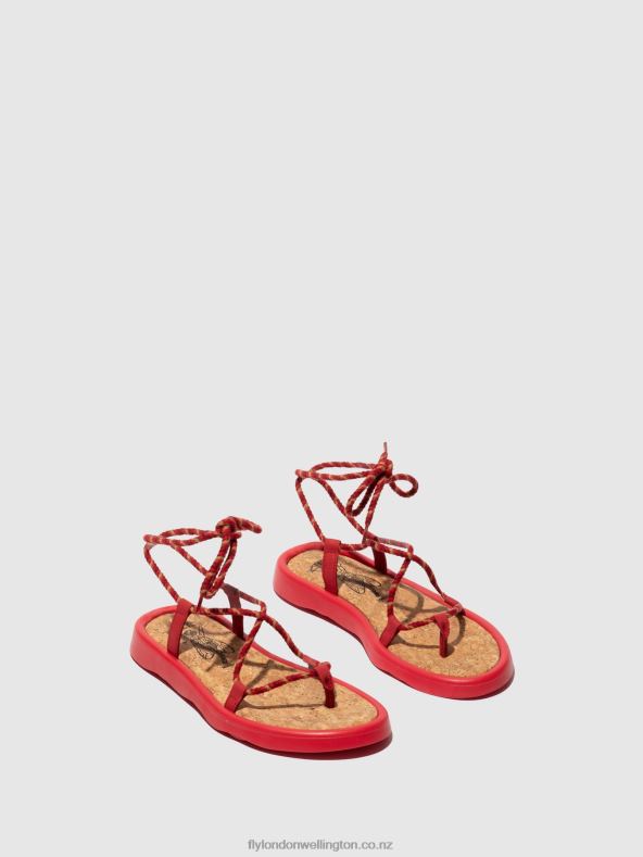 Women Fly London LIPSTICK RED Lace-up Sandals TACE874 0B6X4553