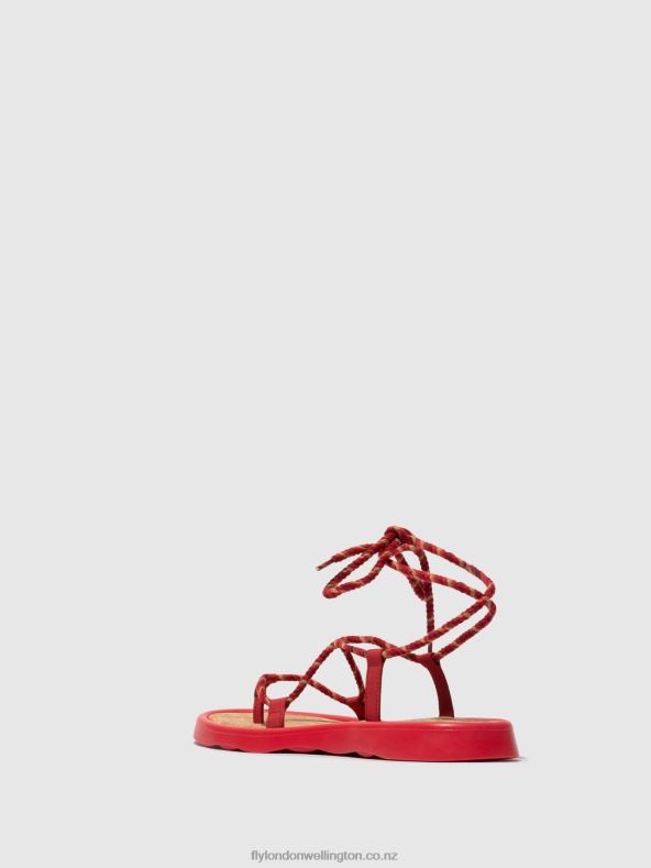 Women Fly London LIPSTICK RED Lace-up Sandals TACE874 0B6X4553
