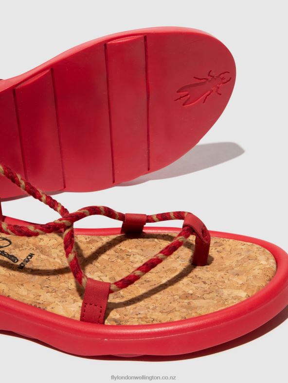 Women Fly London LIPSTICK RED Lace-up Sandals TACE874 0B6X4553