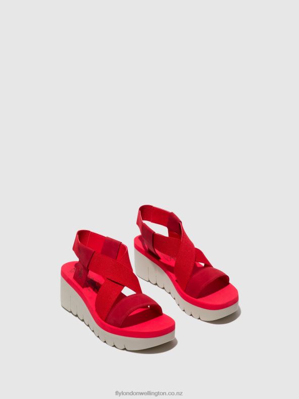 Women Fly London LIPSTICK RED (RED) Sling-Back Sandals YABI922 0B6X4447
