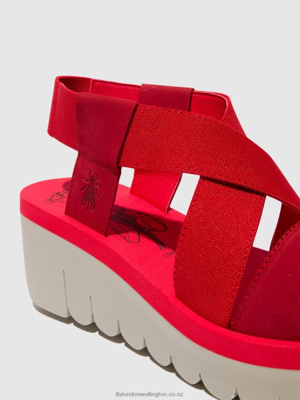 Women Fly London LIPSTICK RED (RED) Sling-Back Sandals YABI922 0B6X4447
