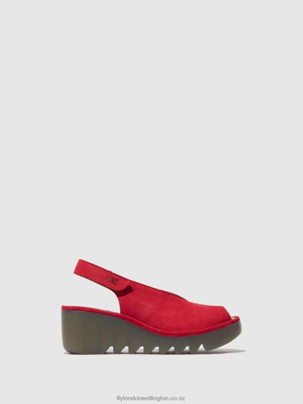 Women Fly London LIPSTICK RED Sling-Back Sandals BAYE386 0B6X4580