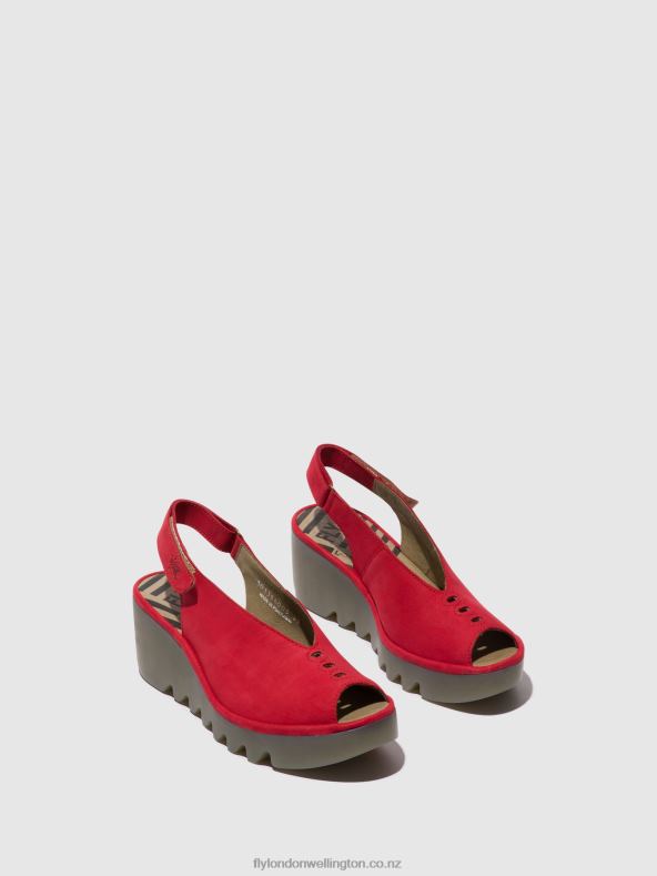 Women Fly London LIPSTICK RED Sling-Back Sandals BAYE386 0B6X4580