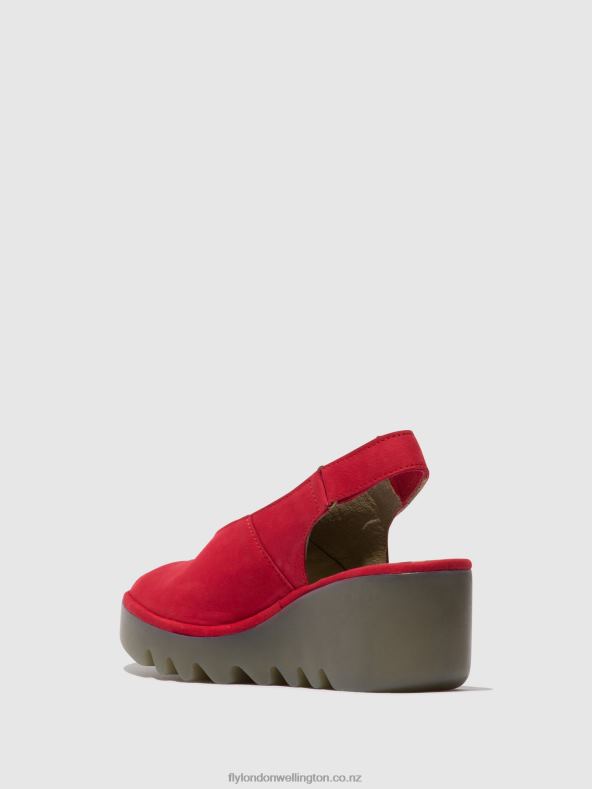 Women Fly London LIPSTICK RED Sling-Back Sandals BAYE386 0B6X4580