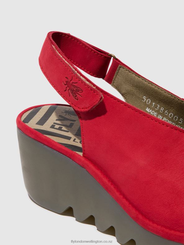 Women Fly London LIPSTICK RED Sling-Back Sandals BAYE386 0B6X4580