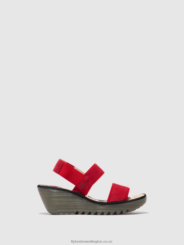 Women Fly London LIPSTICK RED Sling-Back Sandals YACO416 0B6X4436
