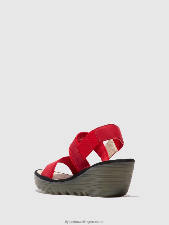 Women Fly London LIPSTICK RED Sling-Back Sandals YACO416 0B6X4436
