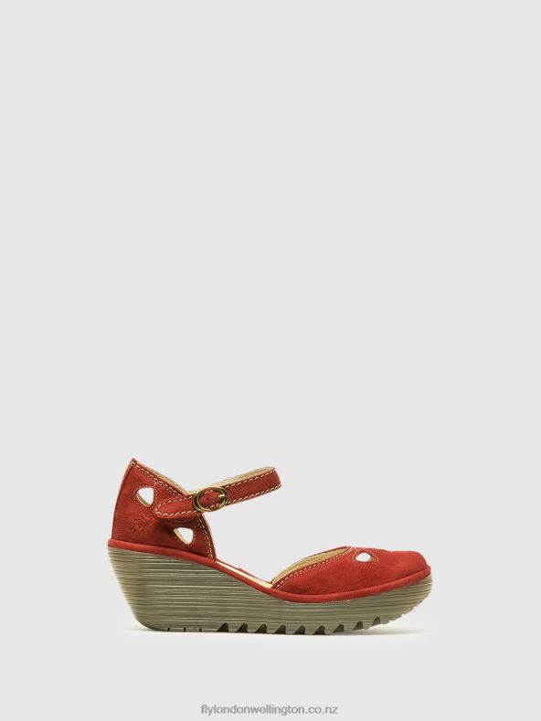 Women Fly London LIPSTICK RED Wedge Sandals YUNA 0B6X4617