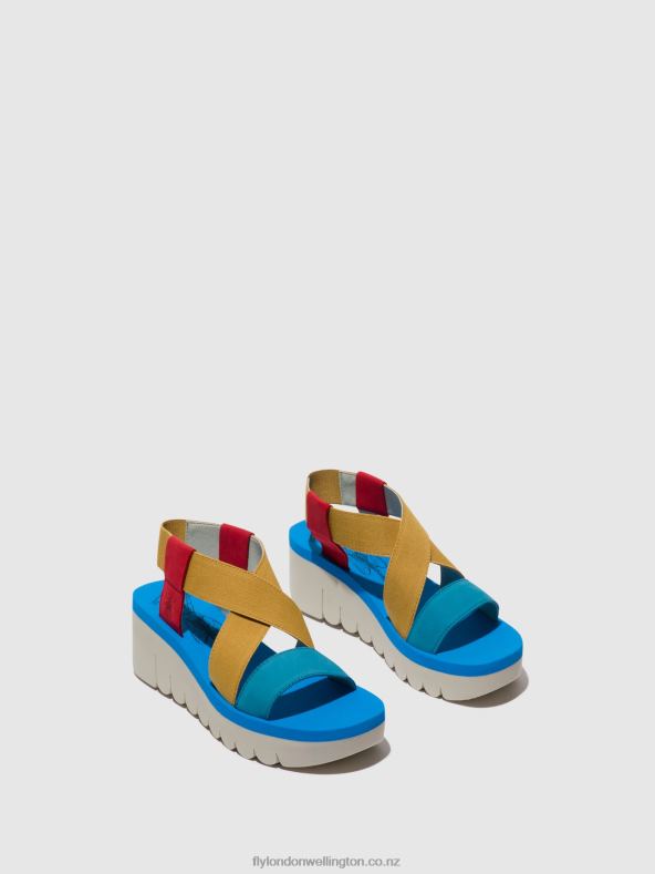 Women Fly London LIPSTICK RED/YELLOW/AZURRE Sling-Back Sandals YABI922 0B6X4448