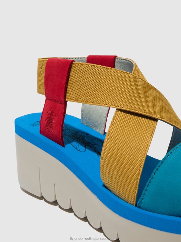 Women Fly London LIPSTICK RED/YELLOW/AZURRE Sling-Back Sandals YABI922 0B6X4448