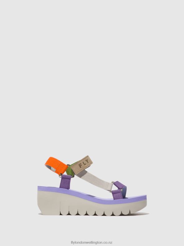Women Fly London MULTICOLOR (VIOLA) Velcro Sandals YEFA726 0B6X4395