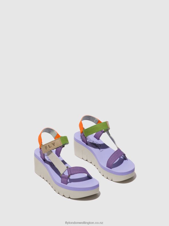Women Fly London MULTICOLOR (VIOLA) Velcro Sandals YEFA726 0B6X4395