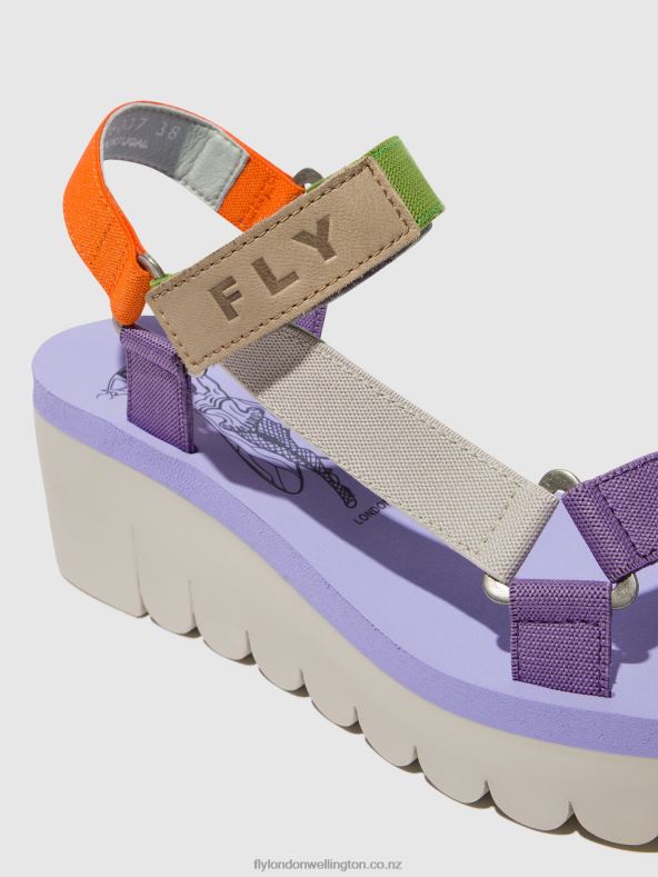 Women Fly London MULTICOLOR (VIOLA) Velcro Sandals YEFA726 0B6X4395