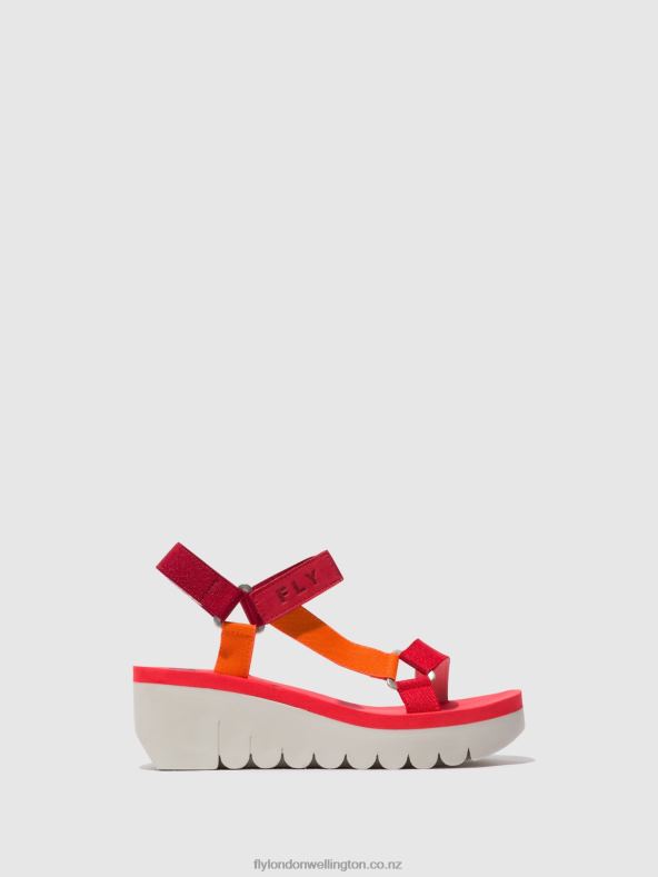 Women Fly London MULTI (RED) Velcro Sandals YEFA726 0B6X4529