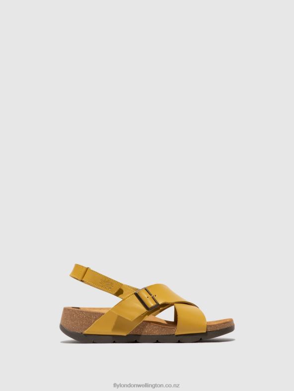 Women Fly London MUSTARD Crossover Sandals CHLO852 0B6X4489