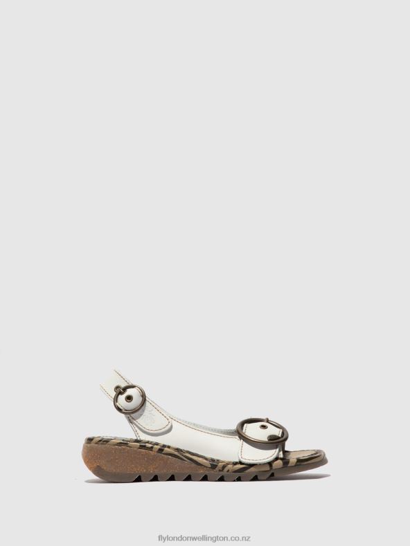Women Fly London OFFWHITE Buckle Sandals TRAM723 0B6X4614
