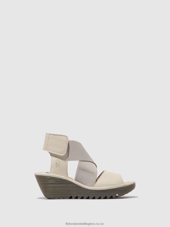 Women Fly London OFFWHITE Crossover Sandals YUBA385 0B6X4558