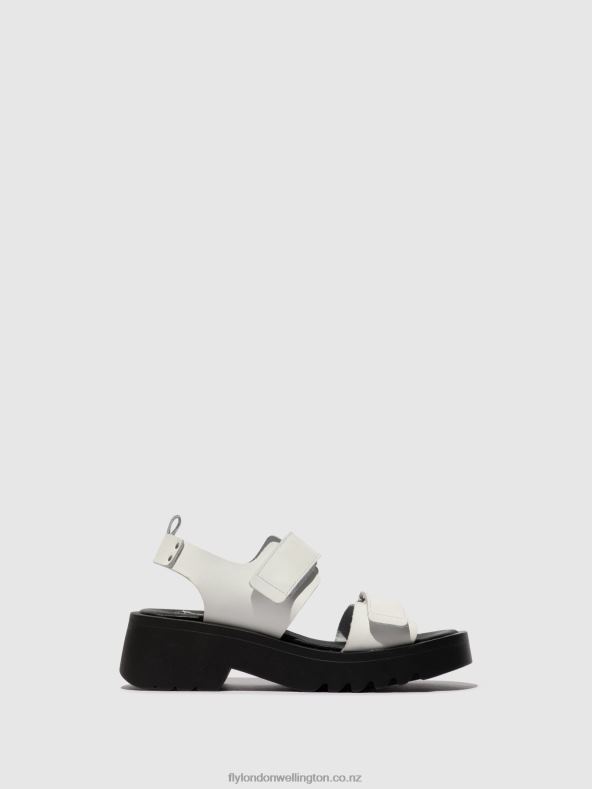 Women Fly London OFFWHITE Velcro Sandals MEKA857 0B6X4532