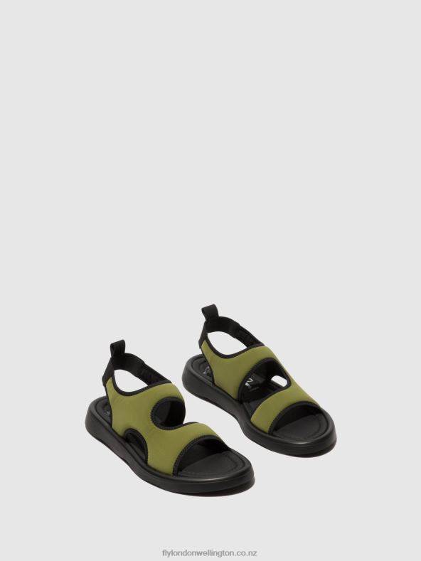 Women Fly London OLIVE/BLACK Sling-Back Sandals TREQ930 0B6X4451