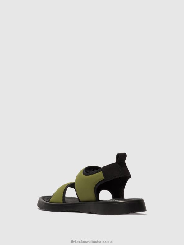Women Fly London OLIVE/BLACK Sling-Back Sandals TREQ930 0B6X4451