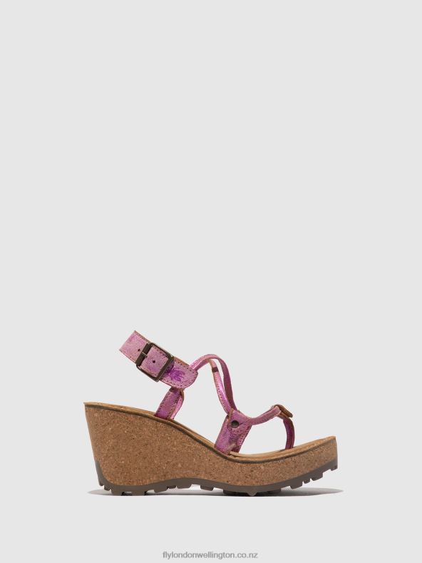 Women Fly London PINK T-Strap Sandals GOSH 0B6X4518