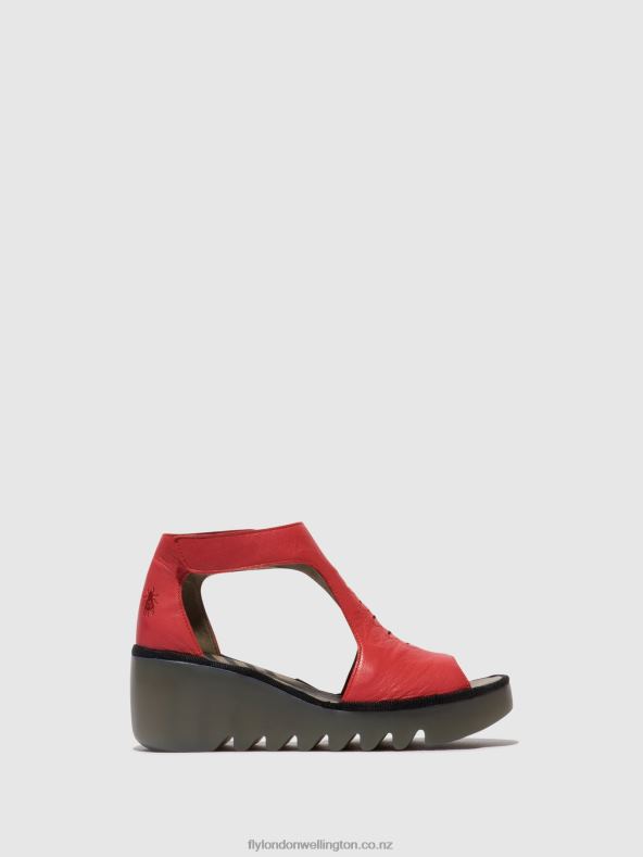 Women Fly London RASPBERRY T-Strap Sandals BEZO306 0B6X4419