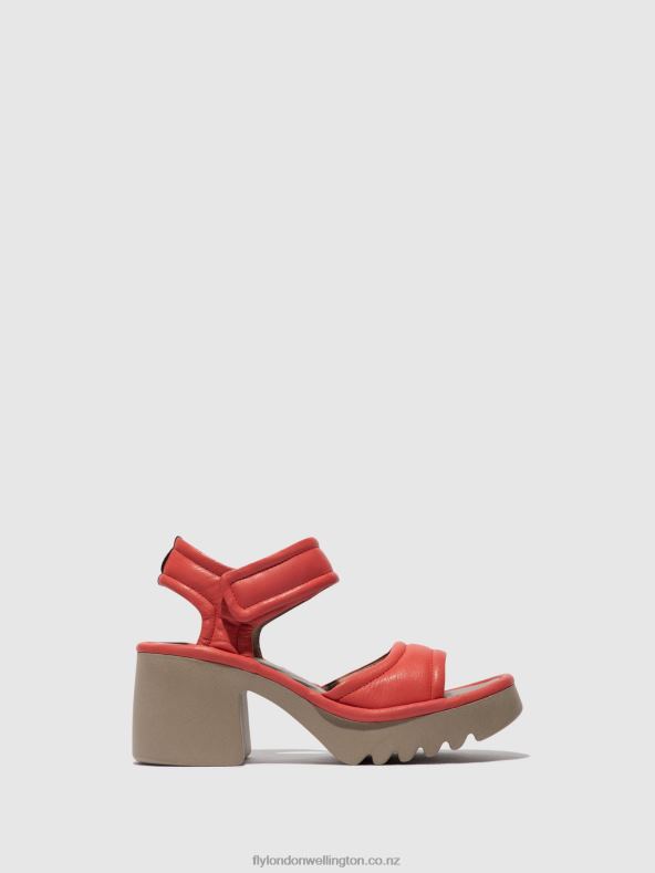 Women Fly London RASPBERRY Velcro Sandals MANK433 0B6X4402