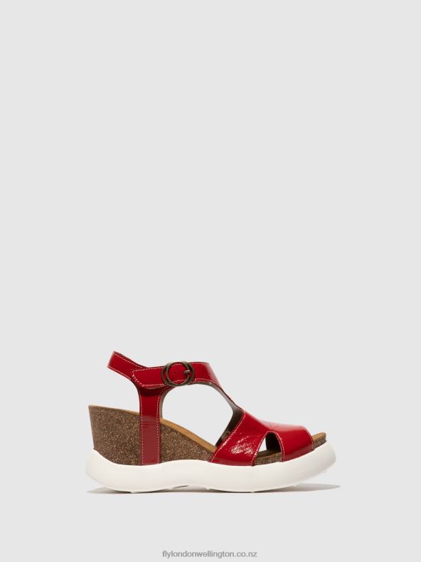Women Fly London RED Buckle Sandals GOVA962 0B6X4495