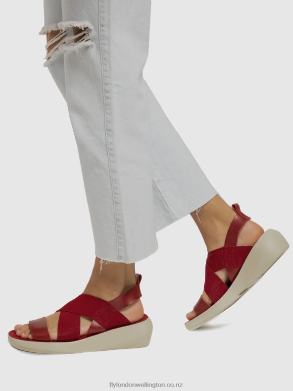 Women Fly London RED Crossover Sandals BAJI848 0B6X4591