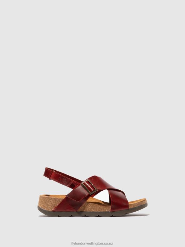 Women Fly London RED Crossover Sandals CHLO852 0B6X4589
