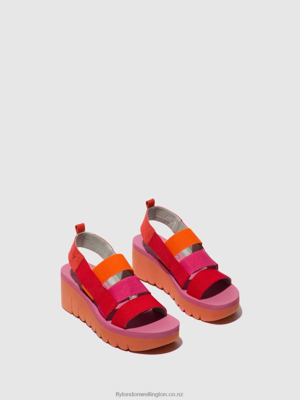Women Fly London RED/ORANGE (ROSE) Strappy Sandals YERE847 0B6X4426