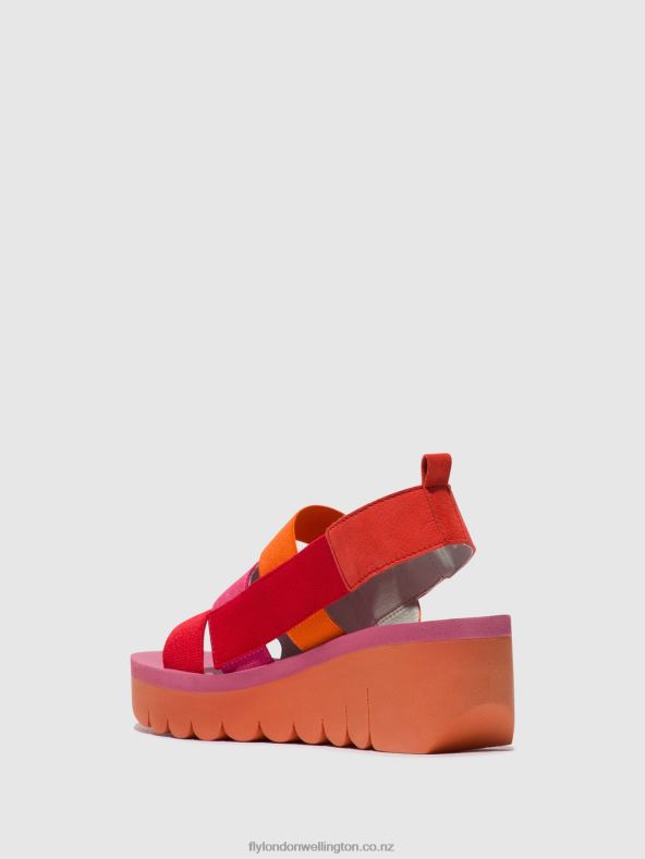 Women Fly London RED/ORANGE (ROSE) Strappy Sandals YERE847 0B6X4426