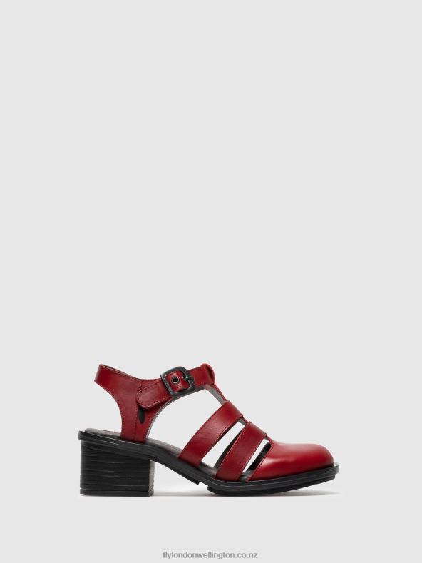 Women Fly London RED T-Strap Sandals CAHY195 0B6X4412