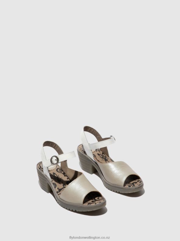 Women Fly London SILVER/ OFFWHITE Sling-Back Sandals WELY439 0B6X4444