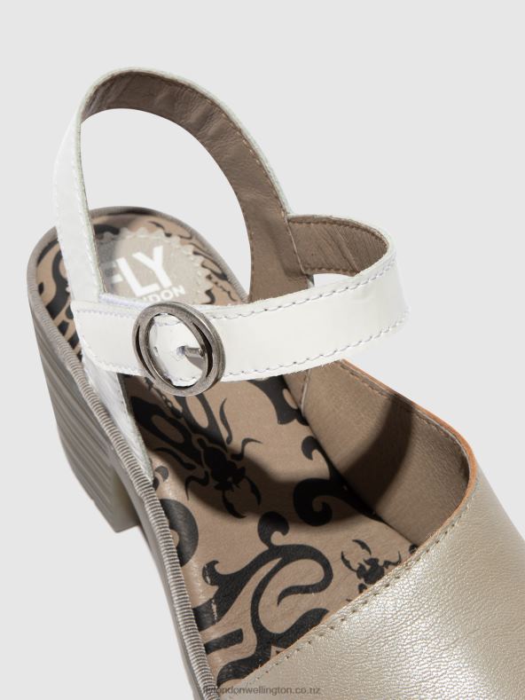 Women Fly London SILVER/ OFFWHITE Sling-Back Sandals WELY439 0B6X4444