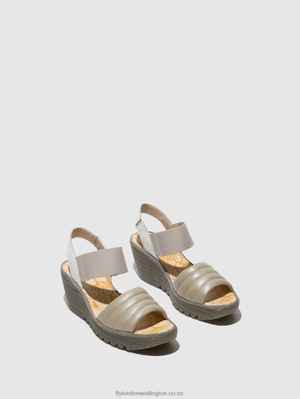 Women Fly London SILVER/OFFWHITE Sling-Back Sandals YIKO414 0B6X4435
