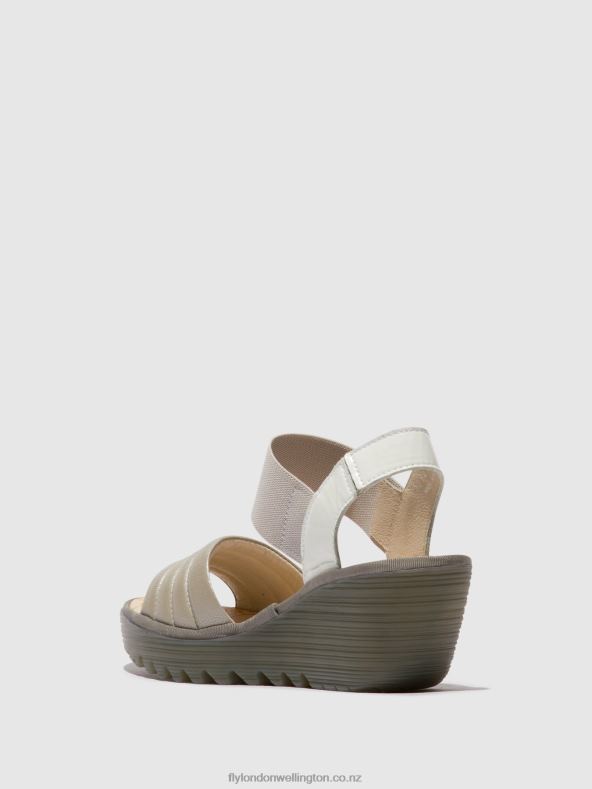 Women Fly London SILVER/OFFWHITE Sling-Back Sandals YIKO414 0B6X4435