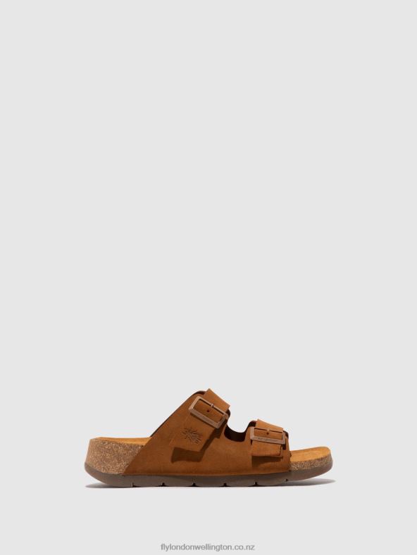 Women Fly London SUEDE CAMEL Buckle Sandals CAJA721 0B6X4391