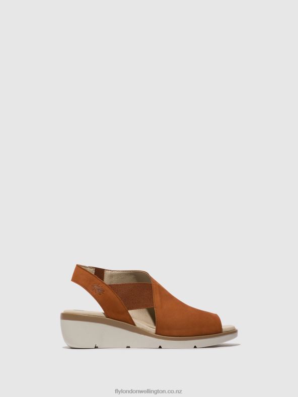 Women Fly London TAN Elasticated Sandals NILY940 0B6X4475