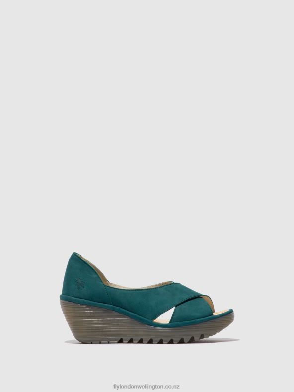 Women Fly London TEAL Crossover Sandals YOMA307 0B6X4559