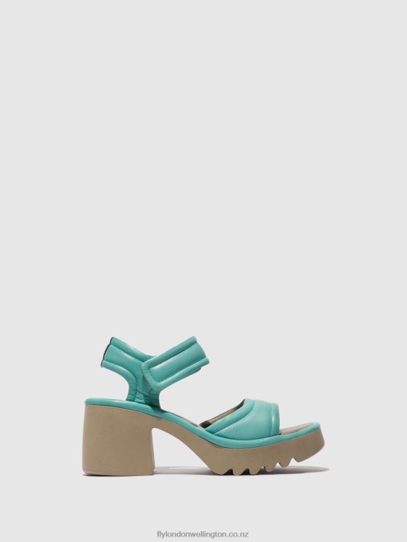 Women Fly London TURQUOISE Velcro Sandals MANK433 0B6X4397