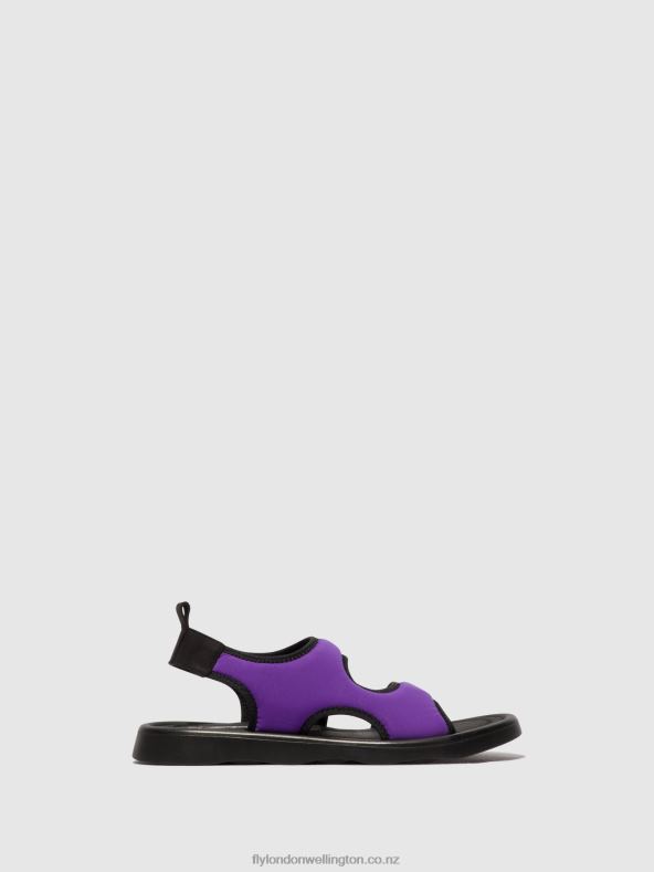 Women Fly London VIOLA/BLACK Sling-Back Sandals TREQ930 0B6X4452