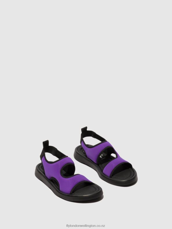 Women Fly London VIOLA/BLACK Sling-Back Sandals TREQ930 0B6X4452