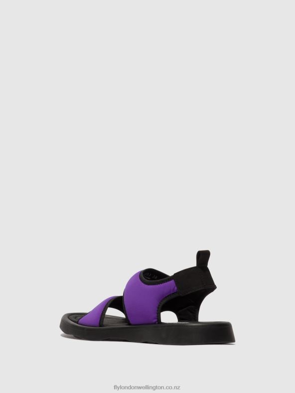Women Fly London VIOLA/BLACK Sling-Back Sandals TREQ930 0B6X4452