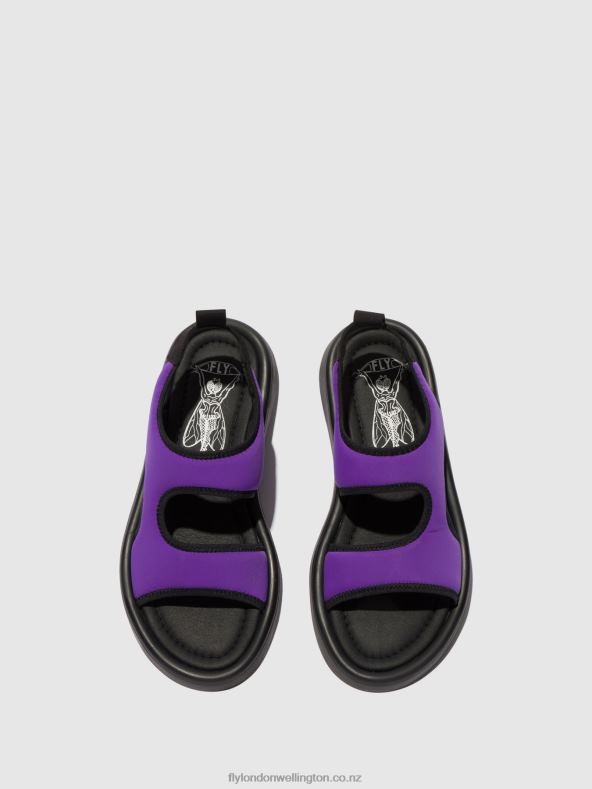 Women Fly London VIOLA/BLACK Sling-Back Sandals TREQ930 0B6X4452