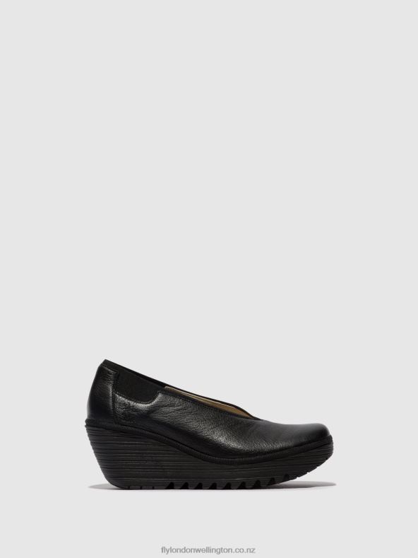Women Fly London BLACK Slip-on Shoes YOZA438 0B6X4630
