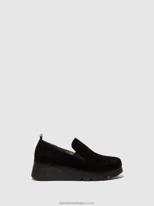 Women Fly London KID SUEDE BLACK Slip-on Shoes PECE406 0B6X4665