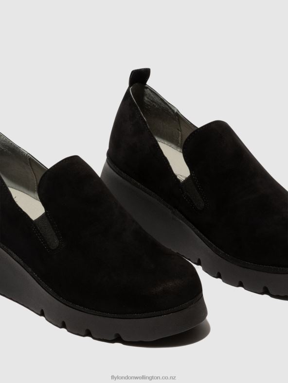 Women Fly London KID SUEDE BLACK Slip-on Shoes PECE406 0B6X4665