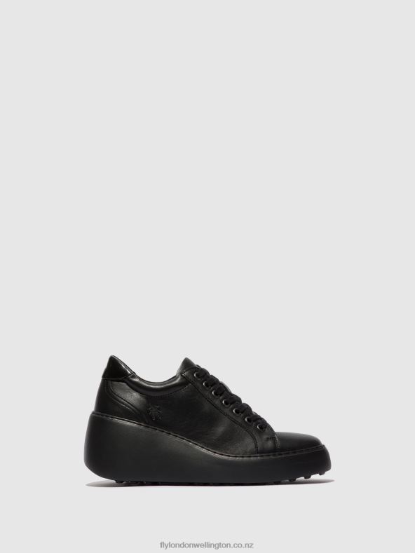 Women Fly London BLACK (BLACK SOLE) Lace-up Trainers DILE450 0B6X4737